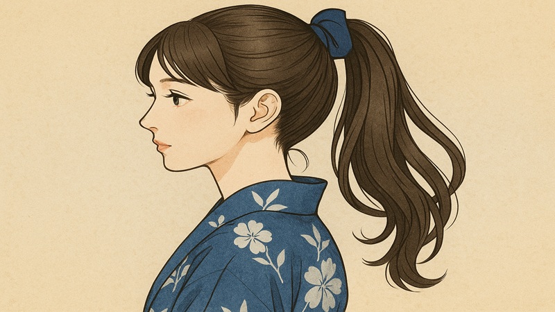 浴衣にポニーテールで涼しげ美人に見せる方法