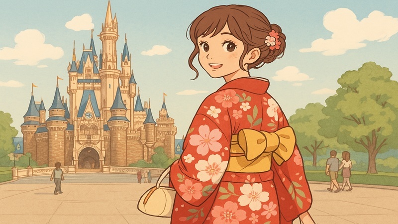着物でディズニーを満喫する方法！キャラ風コーデや防寒対策も紹介