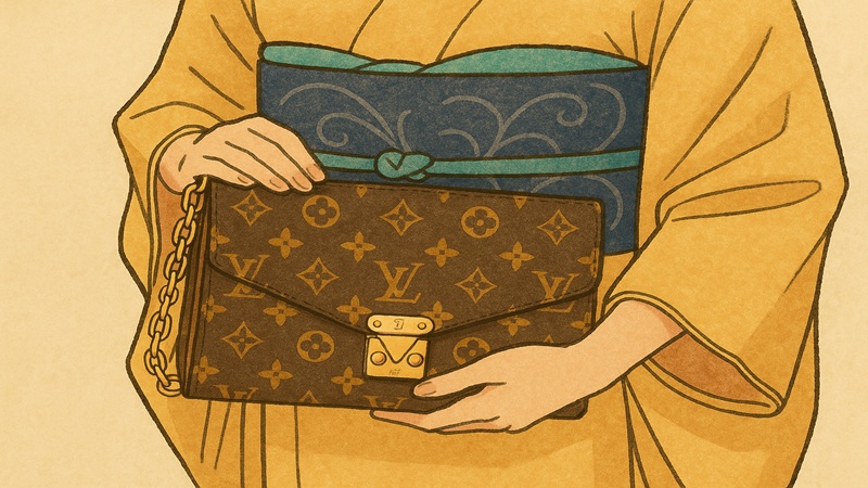 ヴィトンのクラッチは和装と相性抜群