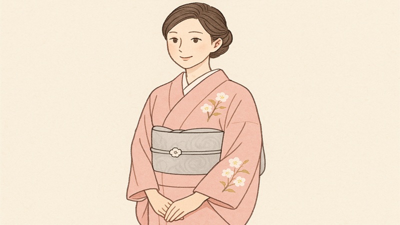 ピンクに合う帯と帯留め