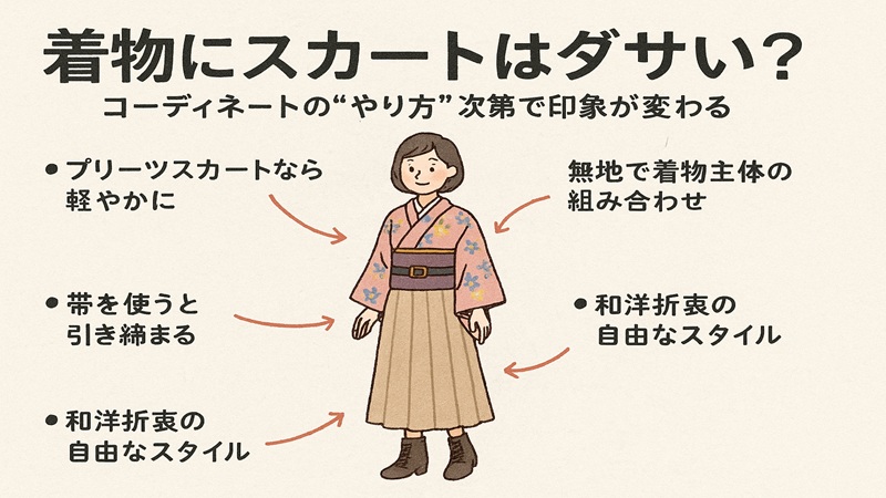 着物にスカートはダサいコーデ？guの着方をおしゃれに見せる秘訣