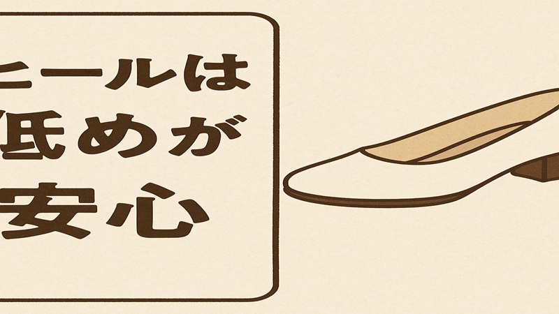 ヒールは低めが安心