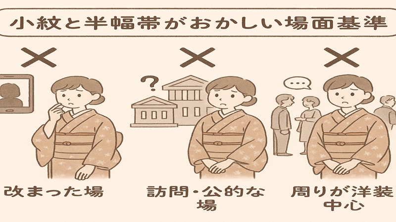 小紋と半幅帯がおかしい場面の判断基準